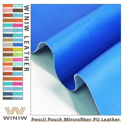 0.6mm Environmental Friendliness Microfiber Faux Leather Fabric Pencil Pouch